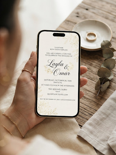 Digital wedding invitation displayed on a mobile screen